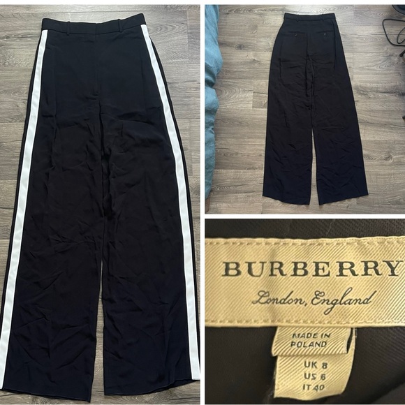 BURBERRY black wide leg pants size 6 Women New with Tags NWT designer luxury - Picture 1 of 16